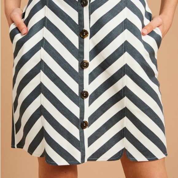 NWT Listticle Striped Button Front Skirt - Picture 4 of 5